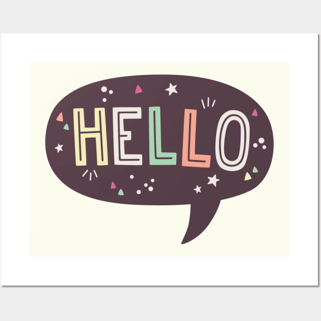 Hello Speech Bubble Typography Wall Art by clairestamper